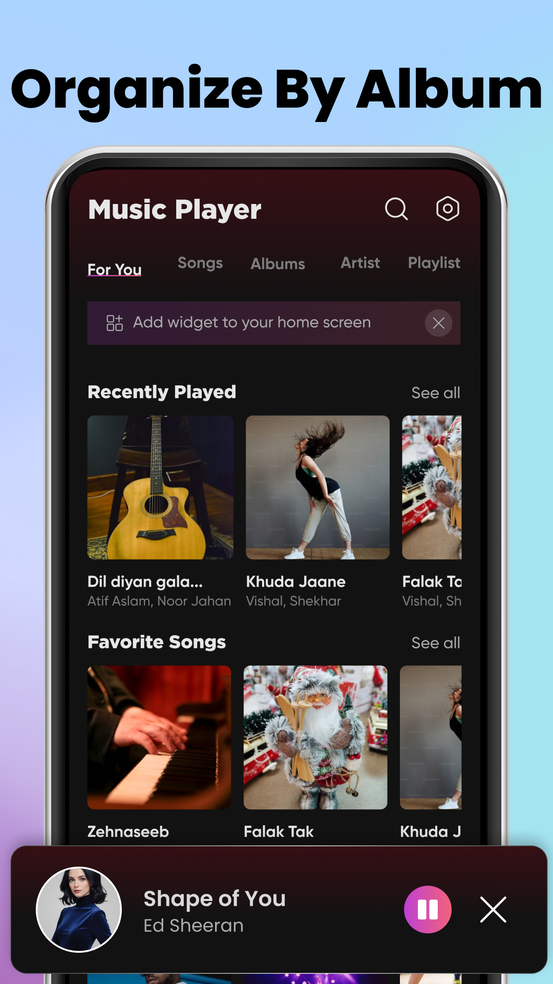 Music Player album browsing screen