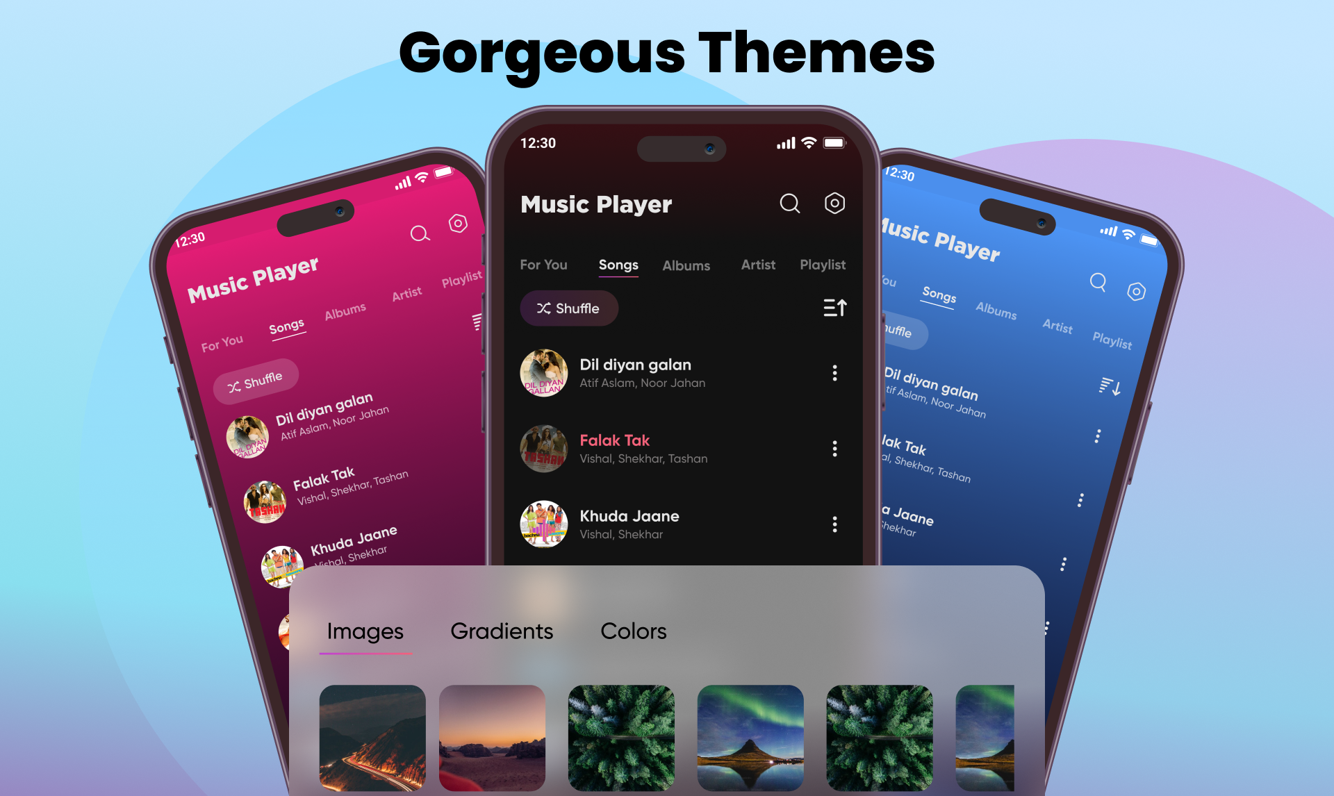 Music Player themes preview screen
